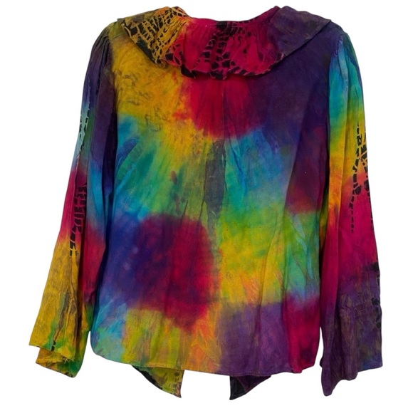 Tie Dye Lace Up Overpiece/Top - Picture 2 of 5